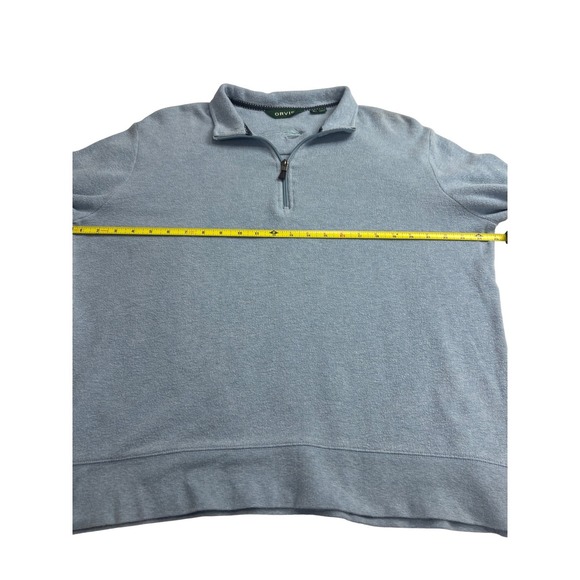 ORVIS Men's Large Light Blue 1/4 Zip Pullover Sweatshirt Embroidered Fish E12 - Picture 9 of 12